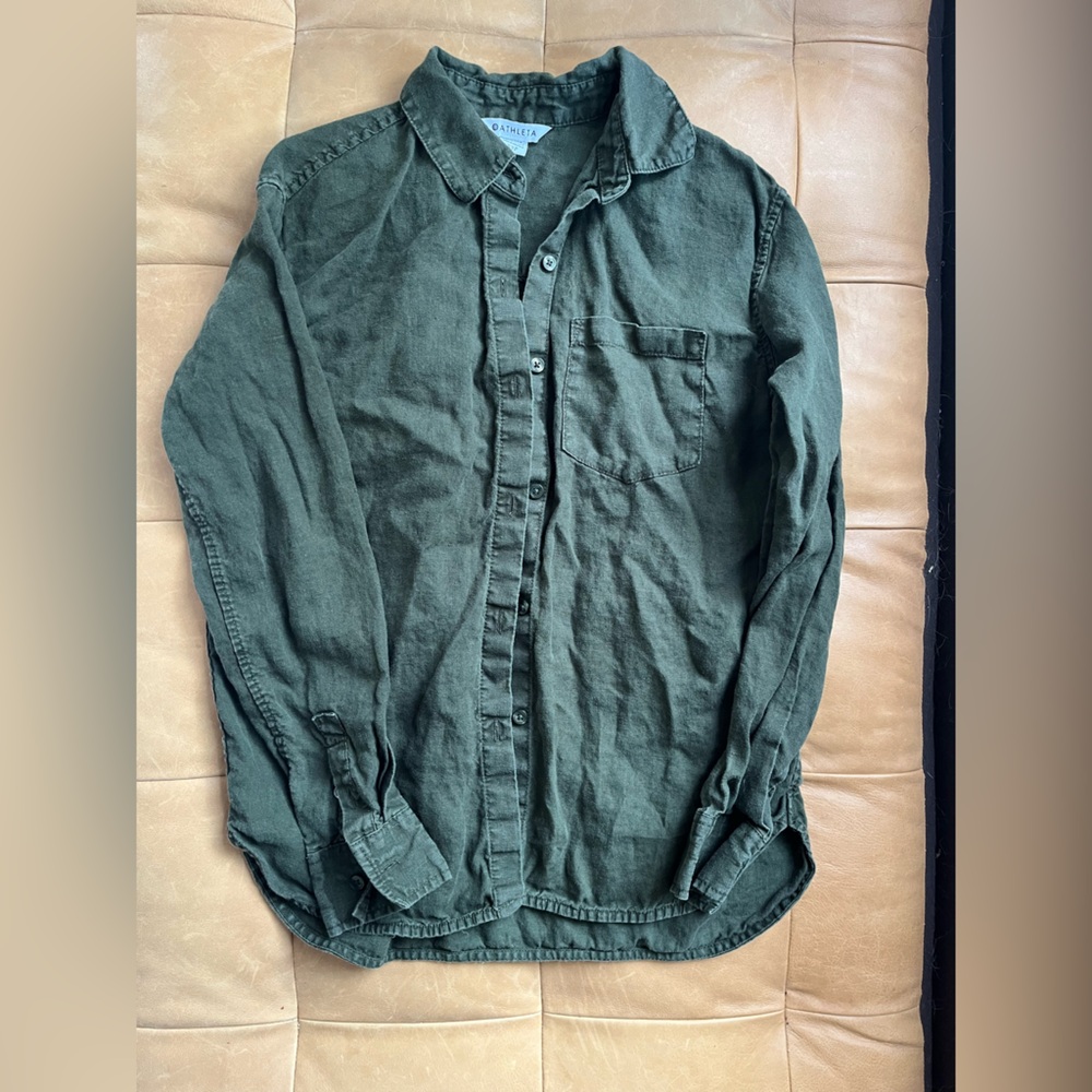 Athleta Olive Green linen Shirt